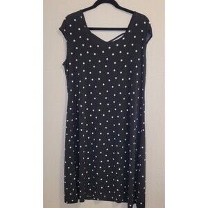Christopher & Banks Womens Dress Black and White Polka Dots Sleevleless Sz L